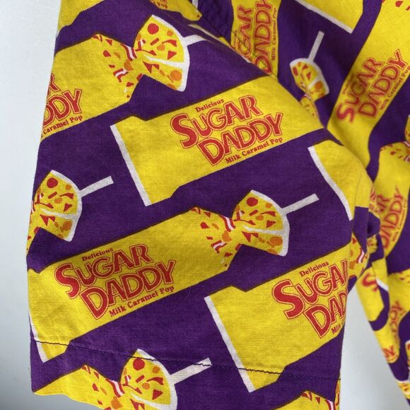 Sugar Daddy Vtg 2001 All Over Print Mens Small‎  Short Sleeve Candy Button Up - Picture 4 of 7